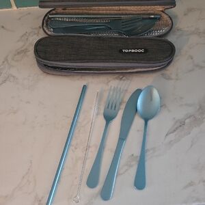 Blue Flatware Travel Set